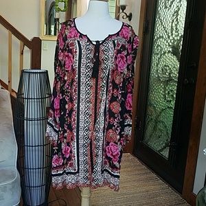 ANGIE COTTON LONG SLEEVE DRESS ROSES